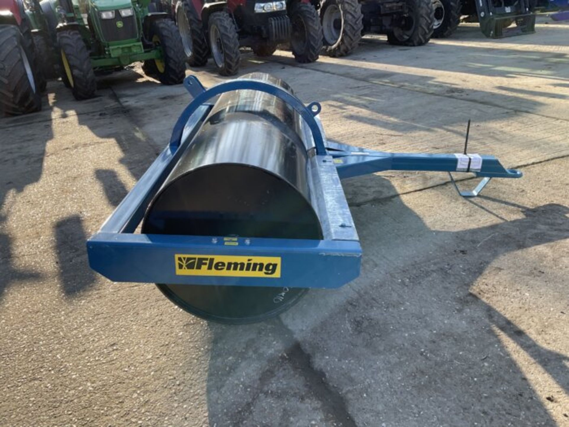 NEW FLEMING 8 X 30 X 10 ROLLER WITH SCRAPER. 3 POINT LINKAGE FOR TRANSPORT.