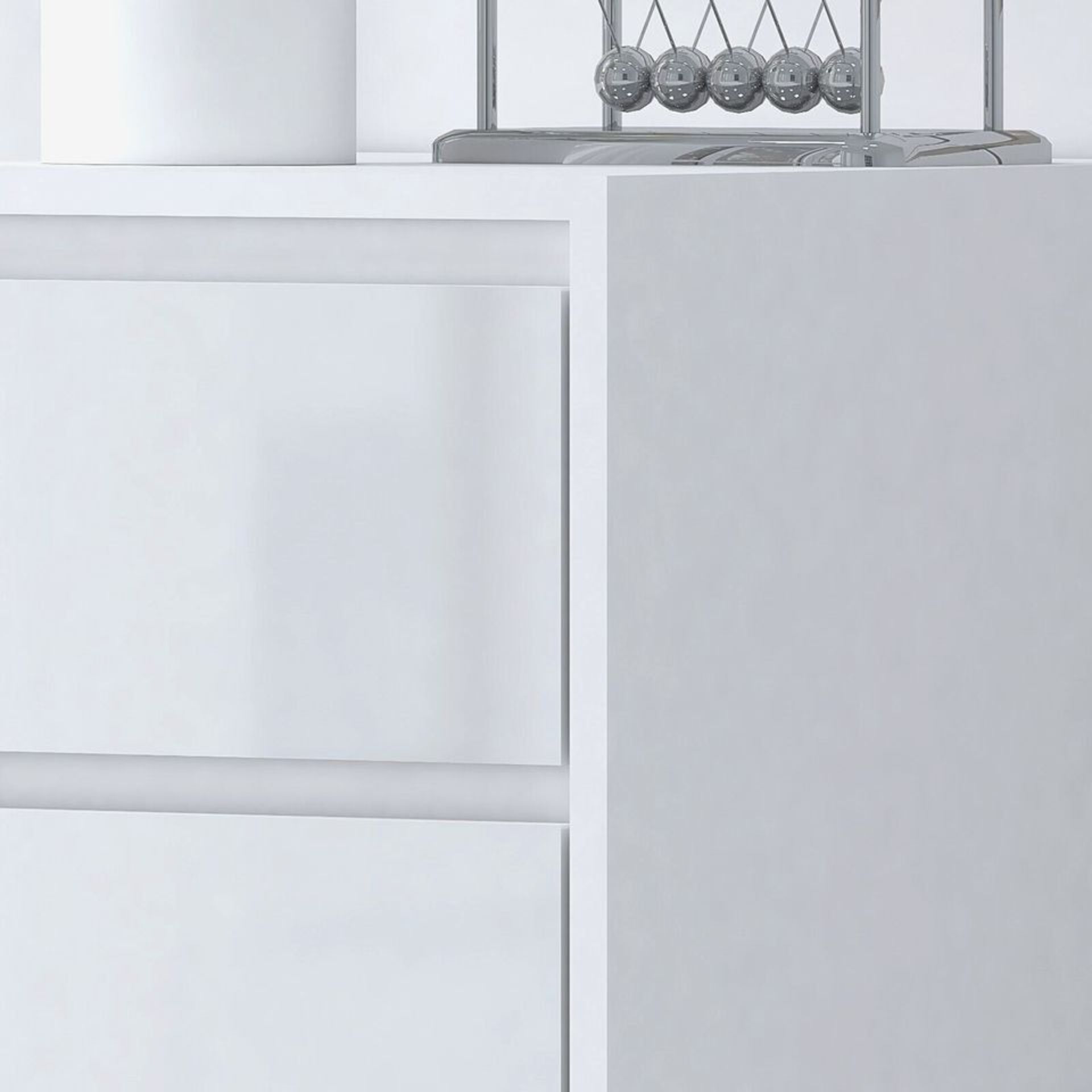 PAIR OF HIGH GLOSS WHITE BEDSIDE CABINET UNIT MODERN HANDLELESS DESIGN - H64CM X W40CM - Bild 8 aus 9