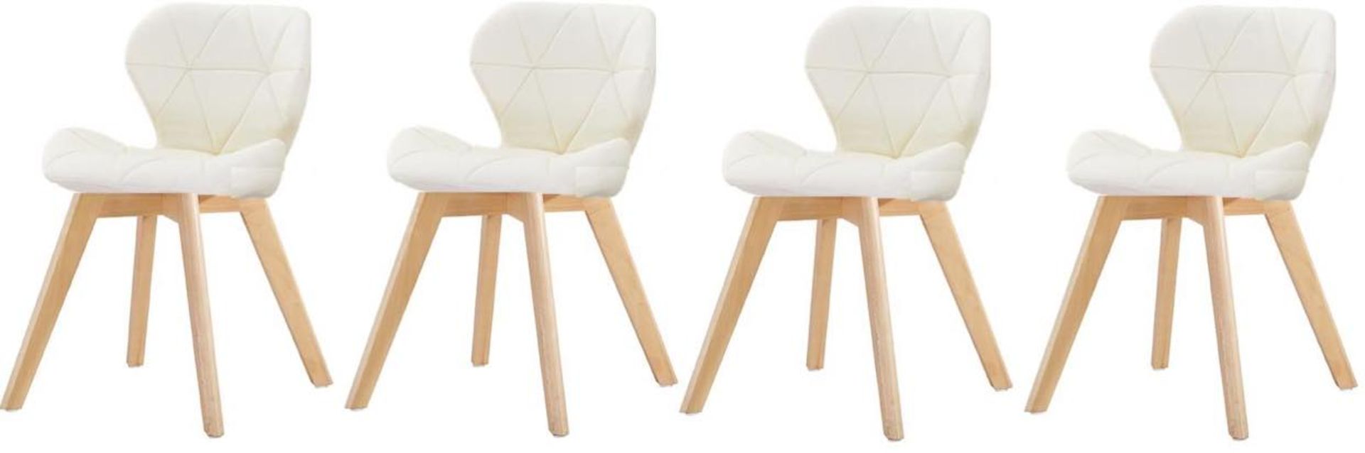 SET OF 4 DINING CHAIRS BEECHWOOD LEGS DIAMOND BEIGE