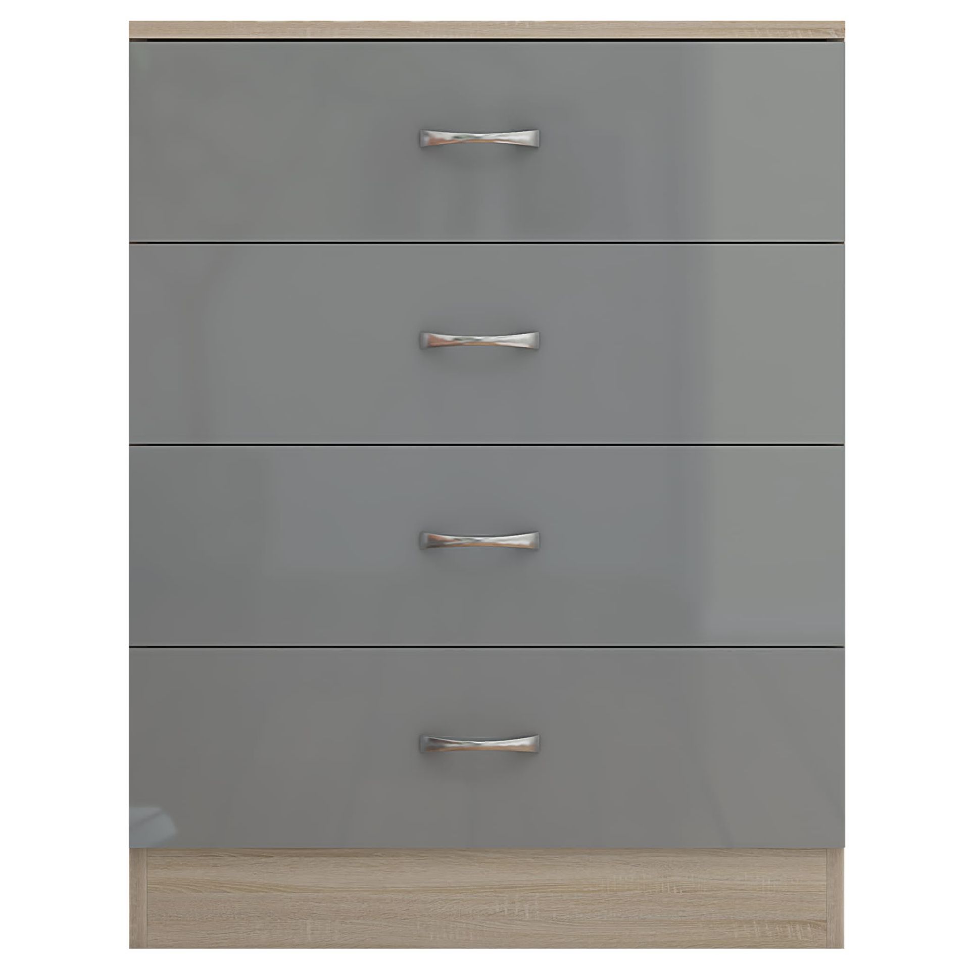 10 X 4 DRAWER CHESTS - HIGH GLOSS GREY ON SONOMA OAK FRAME BRAND NEW BOXED - Image 4 of 9