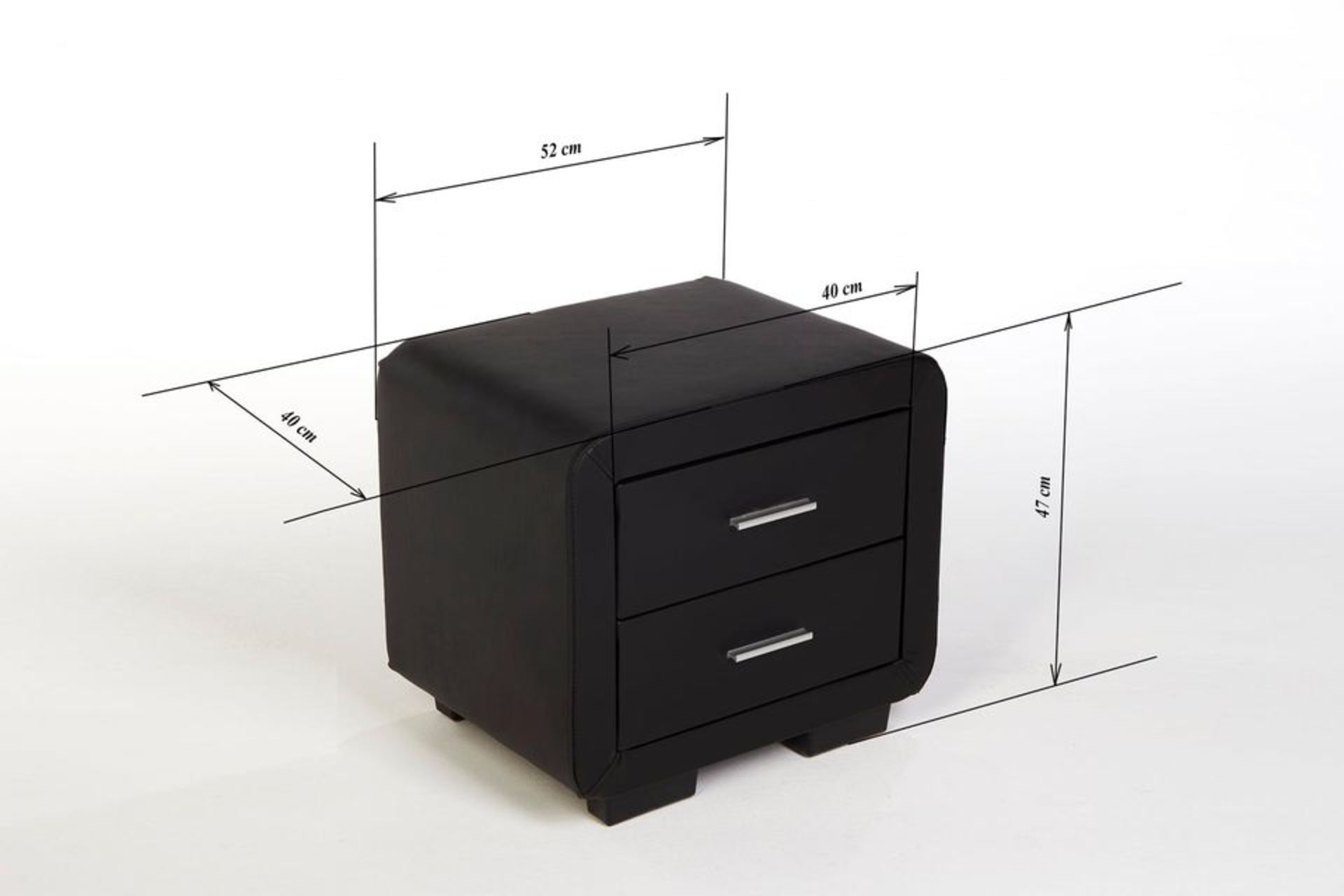 DESIGNER BEDSIDE TABLE CABINET NIGHT STAND FAUX LEATHER - BLACK - Image 6 of 6