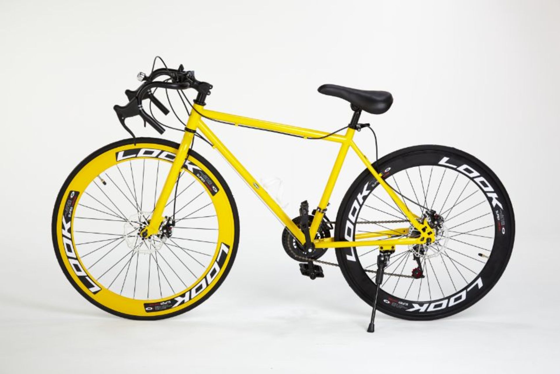 YELLOW STREET BIKE WITH 21 GREAR, BRAKE DISKS, KICK STAND, COOL THIN TYRES - Image 7 of 12