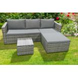 FREE DELIVERY - JOB LOT OF 5X 4-SEATER CORNER SOFA GARDEN FURNITURE SET - GREY