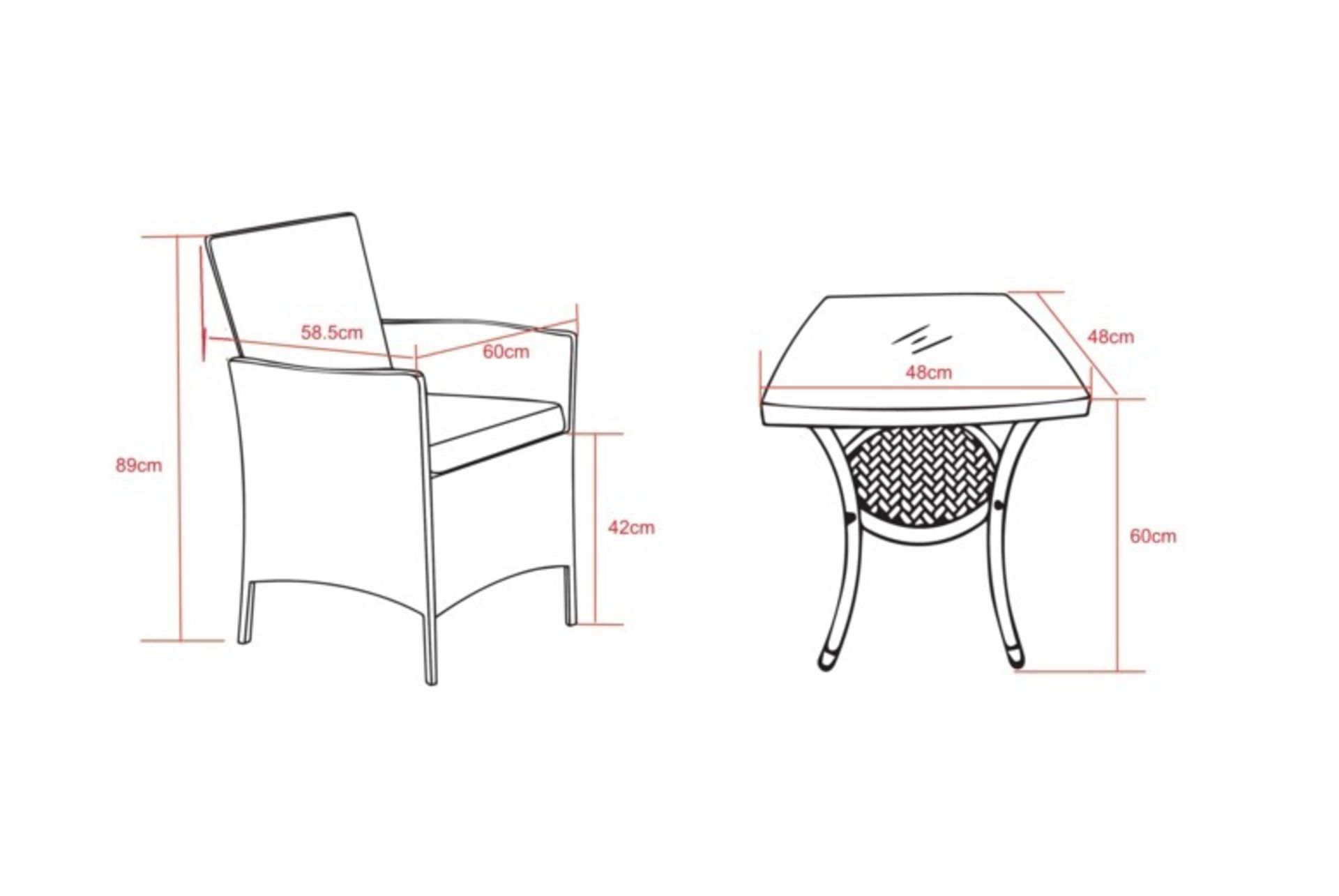 FREE DELIVERY - 2-SEATER RATTAN BISTRO GARDEN FURNITURE SET - BLACK - Image 2 of 2