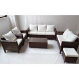 FREE DELIVERY - JOB LOT OF 5X 8-SEATER RATTAN CHAIR & SOFA GARDEN FURNITURE SET - BROWN