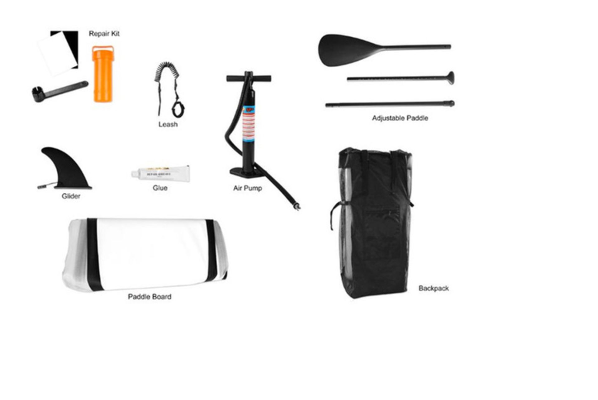 FREE DELIVERY - JOBLOT OF 5 X INFLATABLE PADDLE BOARD & ACCESSORIES - BLACK - Image 2 of 3