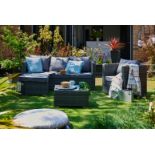 FREE DELIVERY - JOB LOT OF 5X 5-SEATER CORNER SOFA & ARM CHAIR GARDEN RATTAN FURNITURE SET - GREY