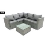 FREE DELIVERY - JOB LOT OF 5X 5-SEATER RATTAN CORNER SOFA GARDEN FURNITURE SET - GREY