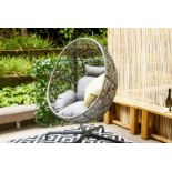 FREE DELIVERY - JOB LOT OF 5X HANGING EGG CHAIR WITH A CUSHION AND PILLOW - GREY