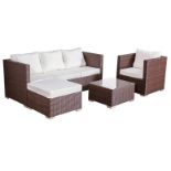 FREE DELIVERY - 5-SEATER CORNER SOFA & ARM CHAIR GARDEN RATTAN FURNITURE SET - BROWN