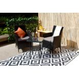 FREE DELIVERY - 2-SEATER RATTAN BISTRO GARDEN FURNITURE SET - BLACK