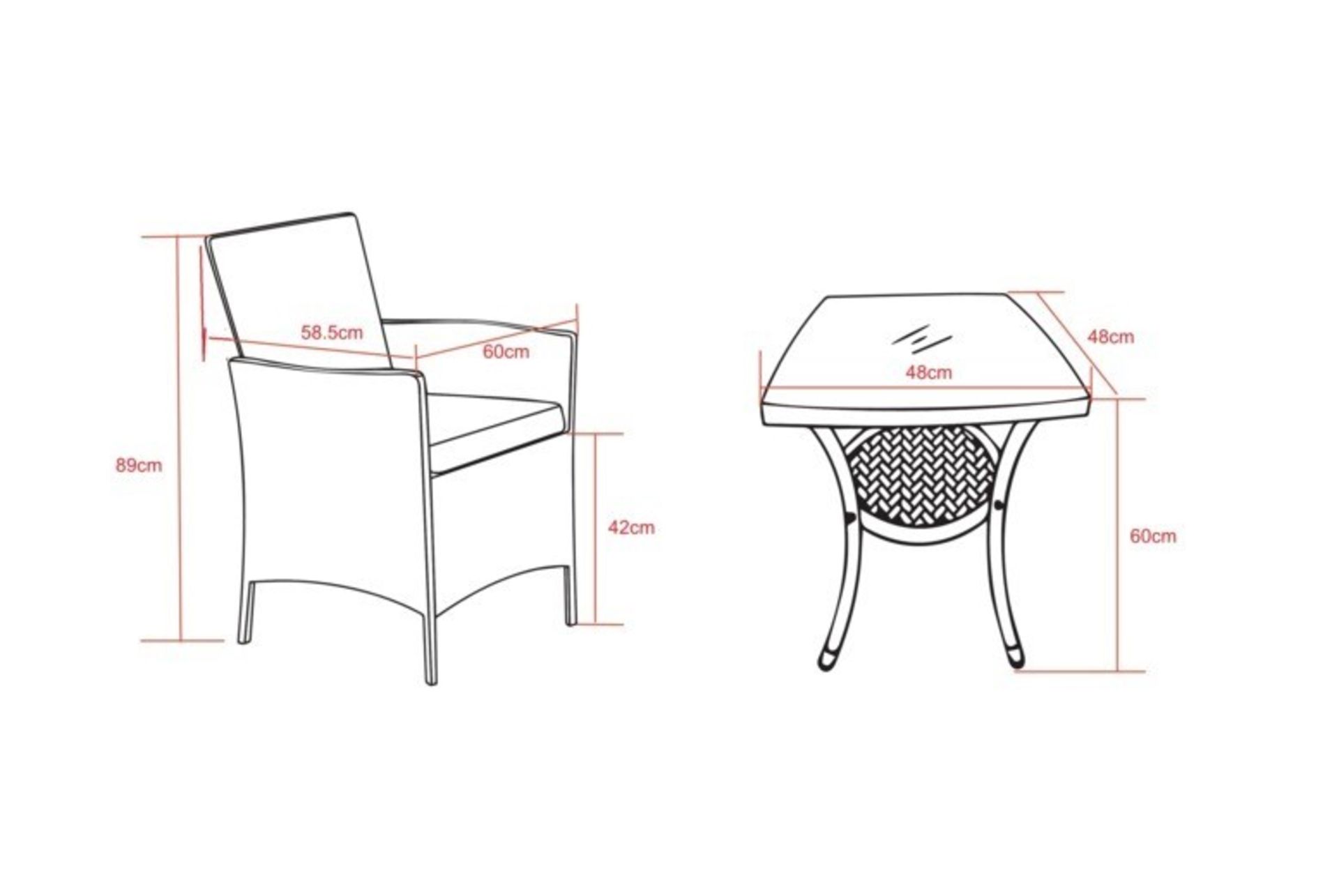 FREE DELIVERY - 2-SEATER RATTAN BISTRO GARDEN FURNITURE SET - BROWN - Image 2 of 2