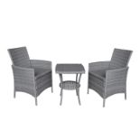 FREE DELIVERY - 2-SEATER RATTAN BISTRO GARDEN FURNITURE SET - GREY