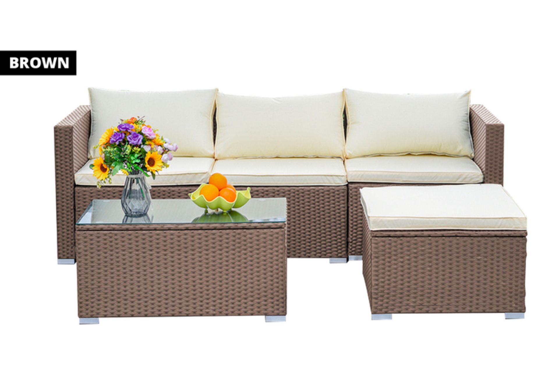 FREE DELIVERY - NEW MODULAR 4-SEATER RATTAN GARDEN SOFA SET - BROWN - Image 2 of 2