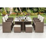 FREE DELIVERY - 10 SEATER RATTAN GARDEN DINING SET - BROWN