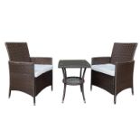 FREE DELIVERY - JOB LOT OF 5X 2-SEATER RATTAN BISTRO GARDEN FURNITURE SET - BROWN