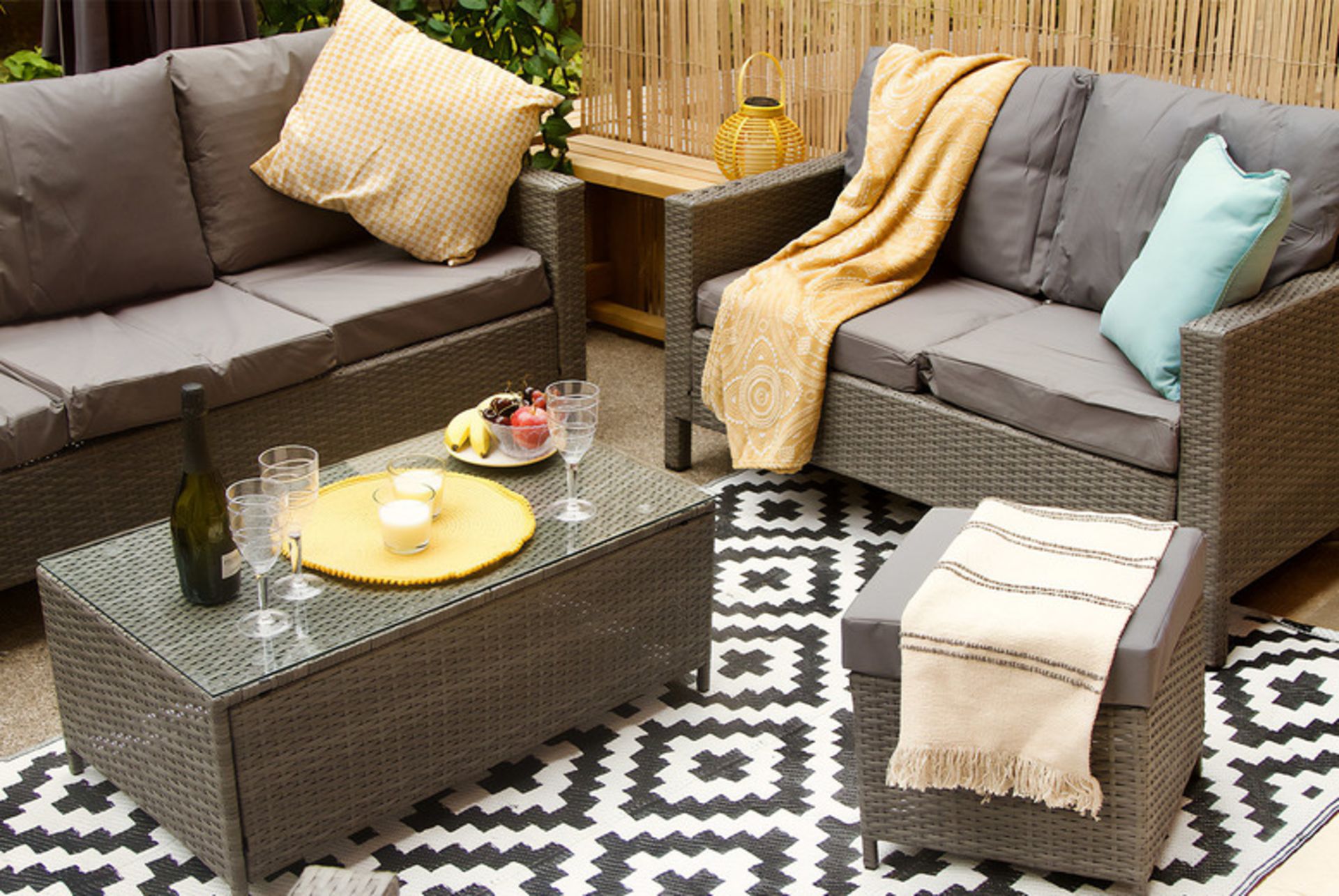 FREE DELIVERY - 8-SEATER RATTAN CHAIR & SOFA GARDEN FURNITURE SET - GREY - Image 3 of 5