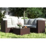 FREE DELIVERY - 5-SEATER RATTAN CORNER SOFA GARDEN FURNITURE SET - BROWN