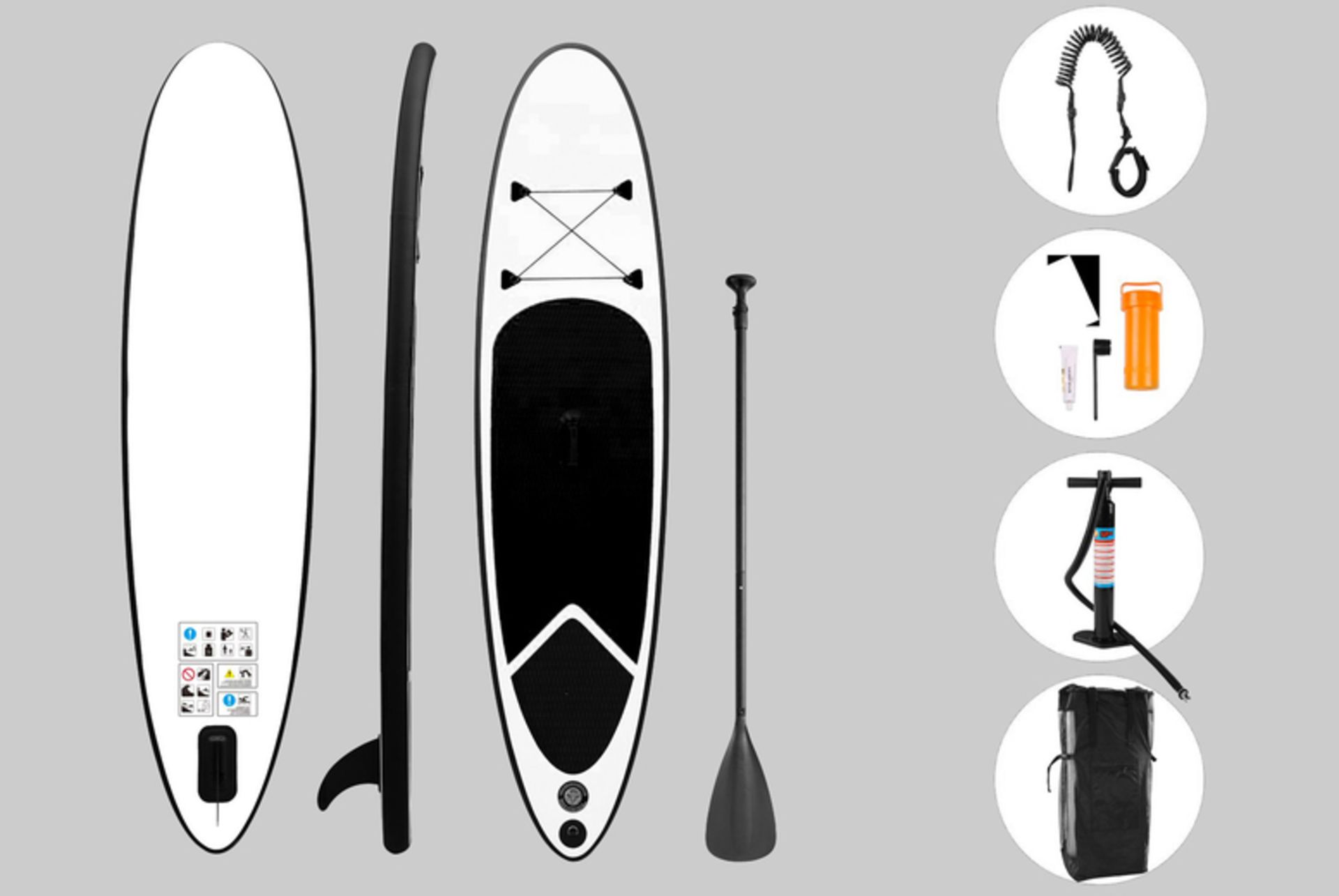 FREE DELIVERY - JOBLOT OF 5 X INFLATABLE PADDLE BOARD & ACCESSORIES - BLACK