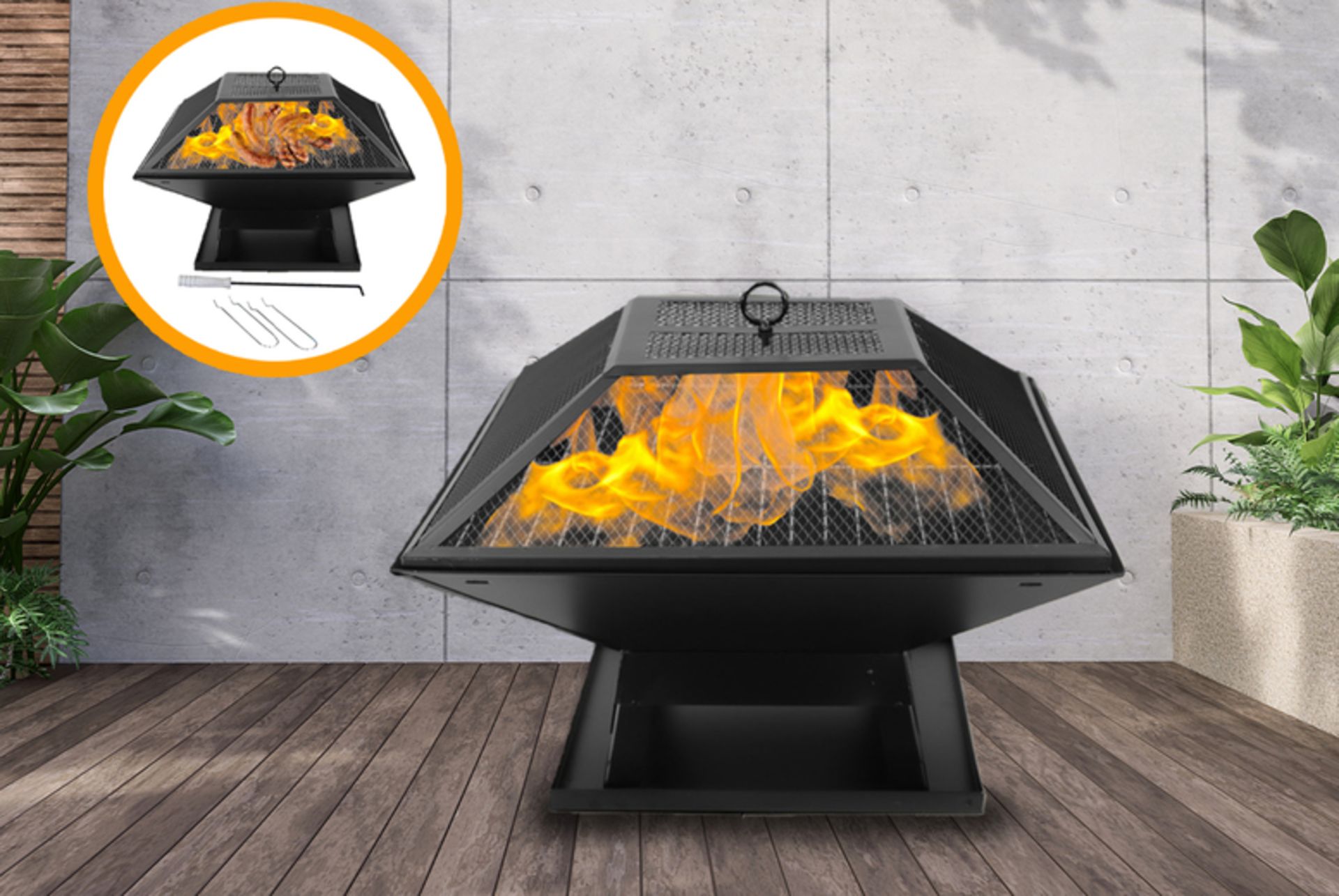 FREE DELIVERY - BBQ GARDEN FIRE PIT AND ACCESSORIES