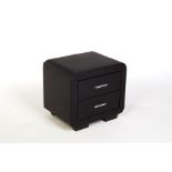 DESIGNER BEDSIDE TABLE CABINET NIGHT STAND FAUX LEATHER - BLACK