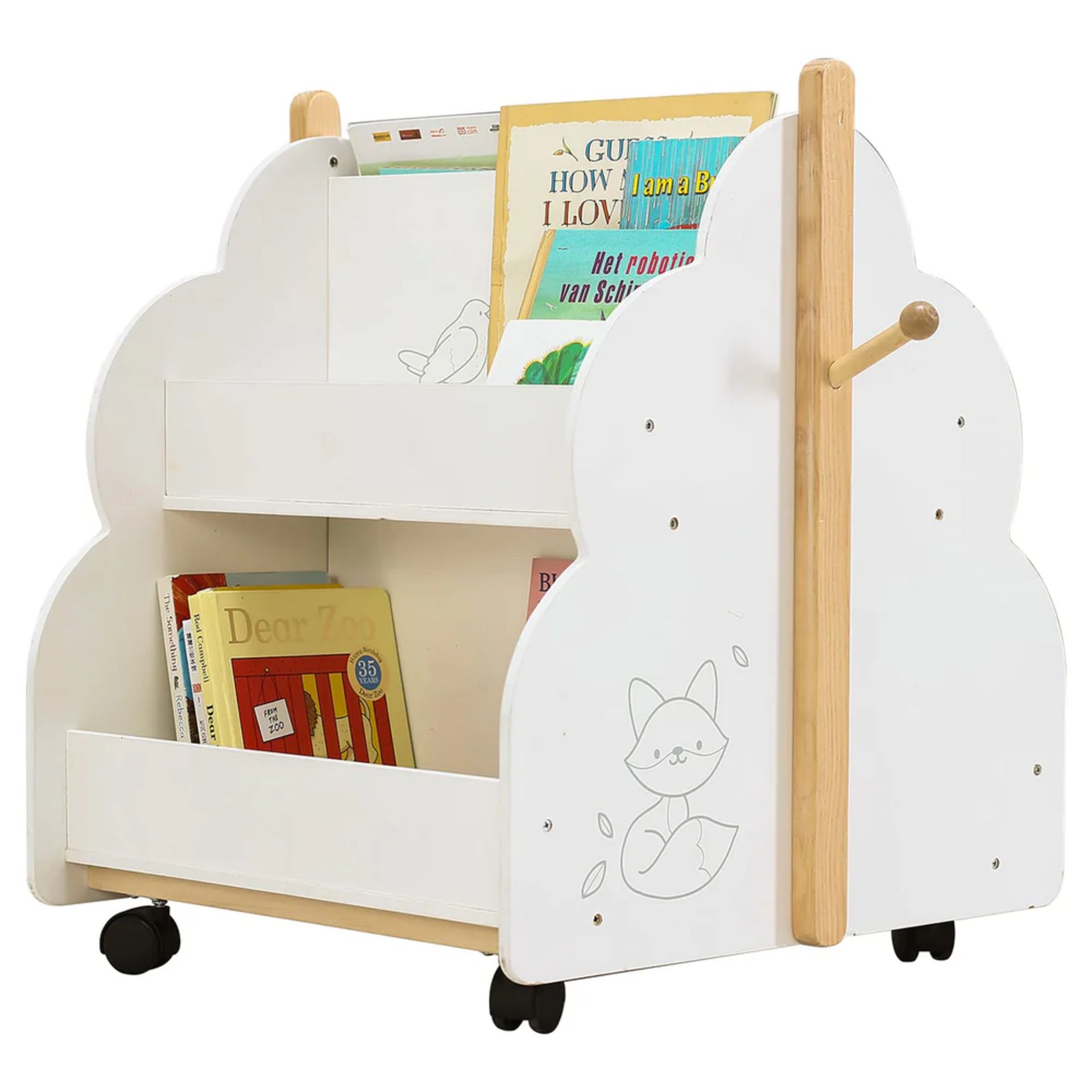 8 X LABEBE CHILDREN BOOKCASE 2-IN1 BOOKCASE ON WHEELS TOY STORAGE CABINET ORGANIZER