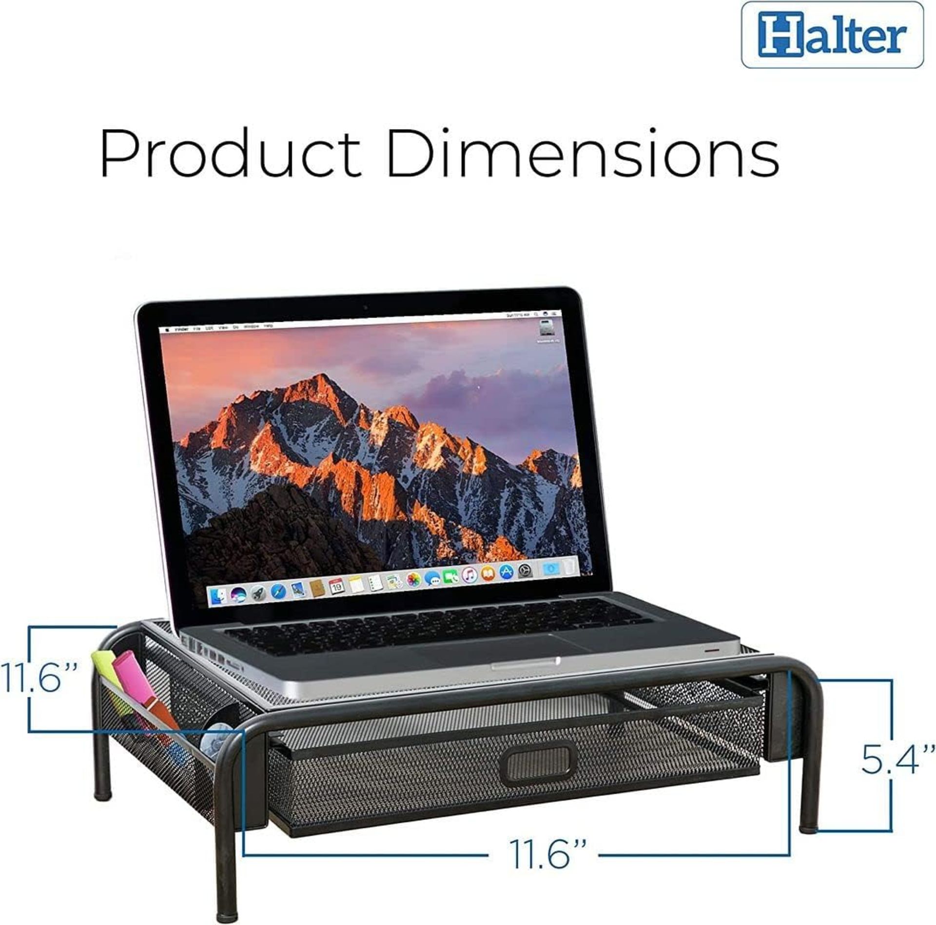 FULL PALLET OF HALTER MONITOR MESH SCREEN RISER, DESK ORGANIZER WITH SIDE COMPARTMENTS - Bild 2 aus 6