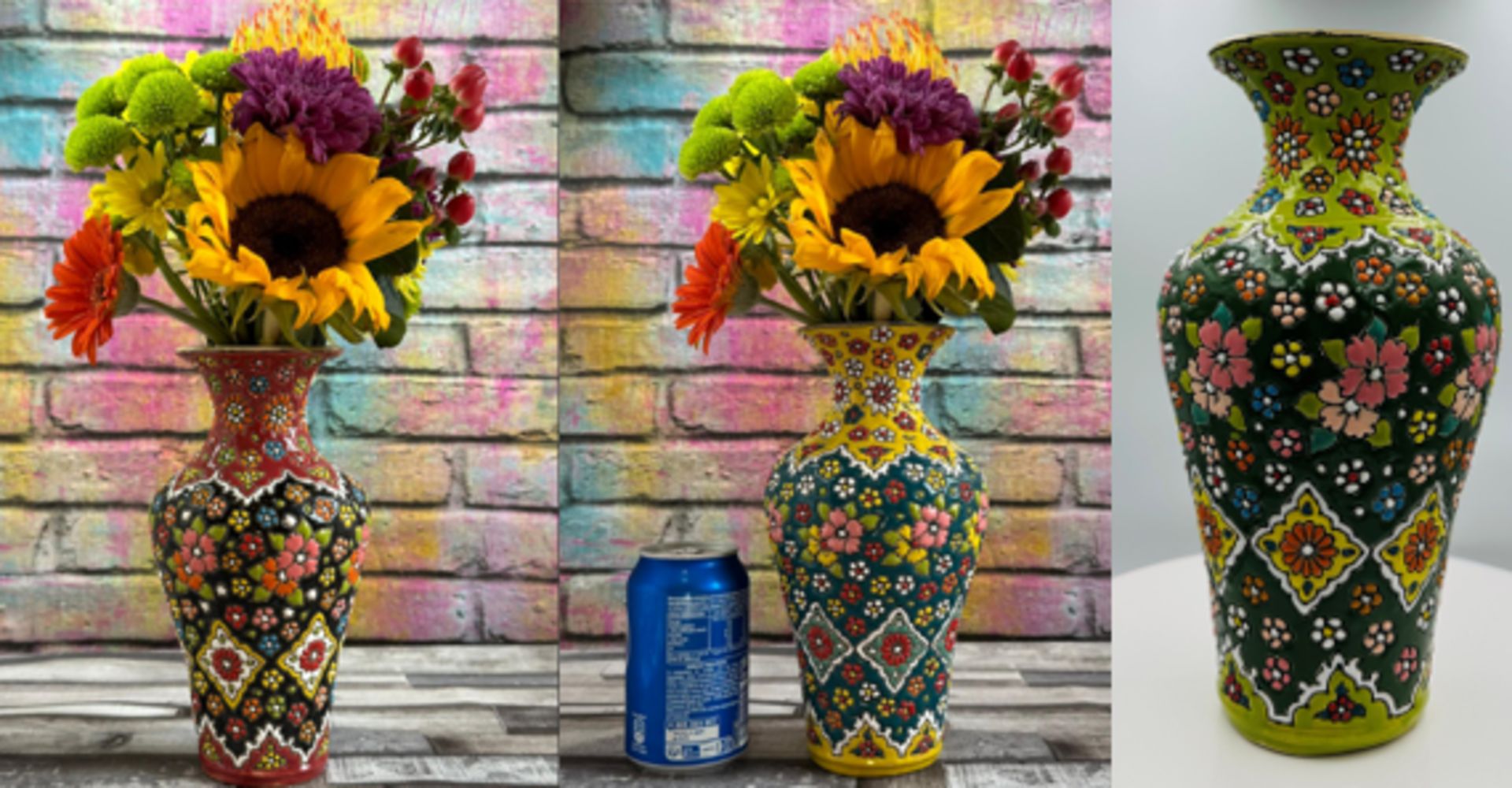 141 X HAND MADE VASES - MIX OF 4 DIFFERENT COLOURS