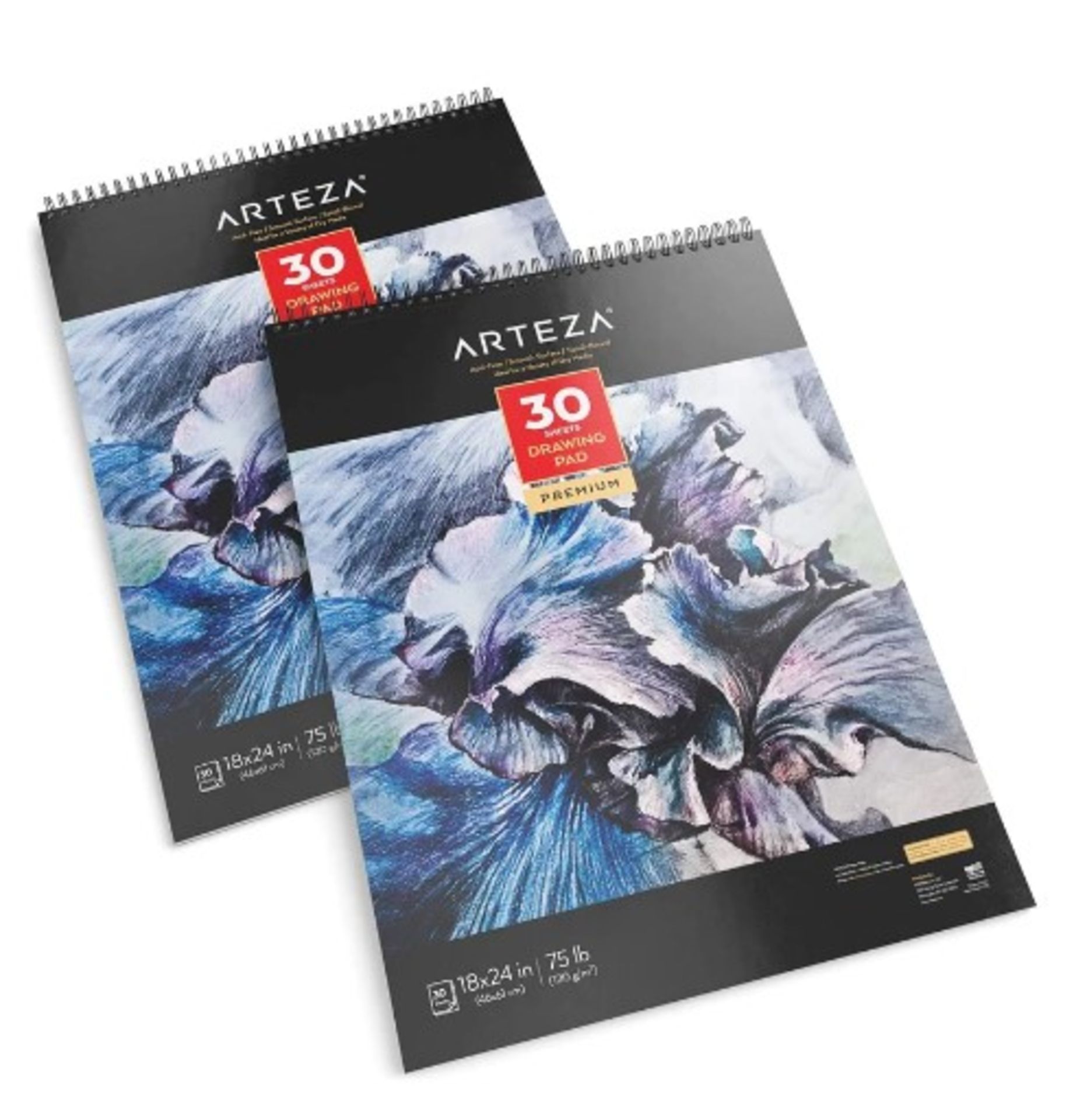 10 X NEW SPIRAL DRAWING PAD, 30 SHEETS, 2 PACK