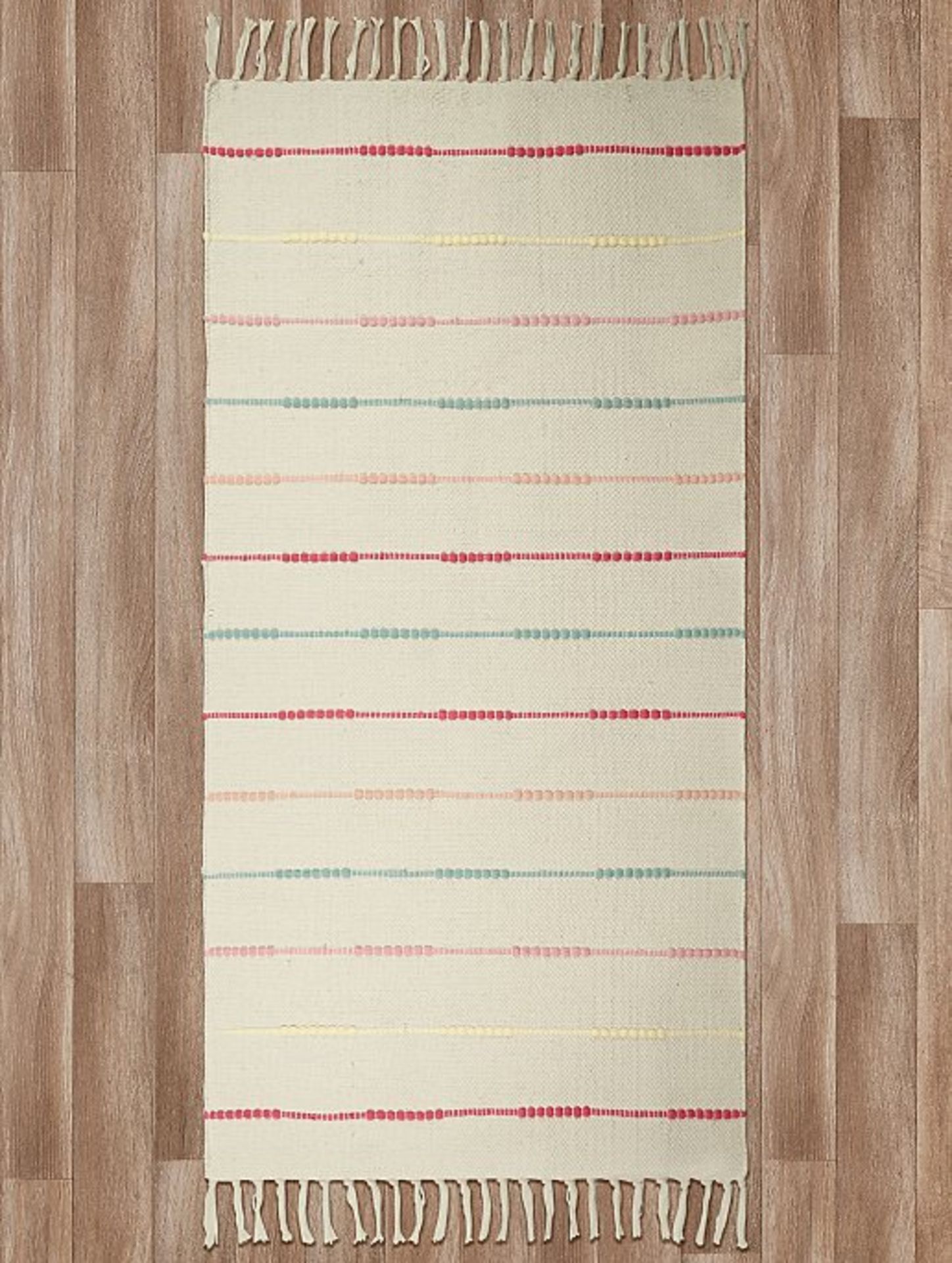 BOX OF 6 CREAM STRIPE TASSEL RUGS