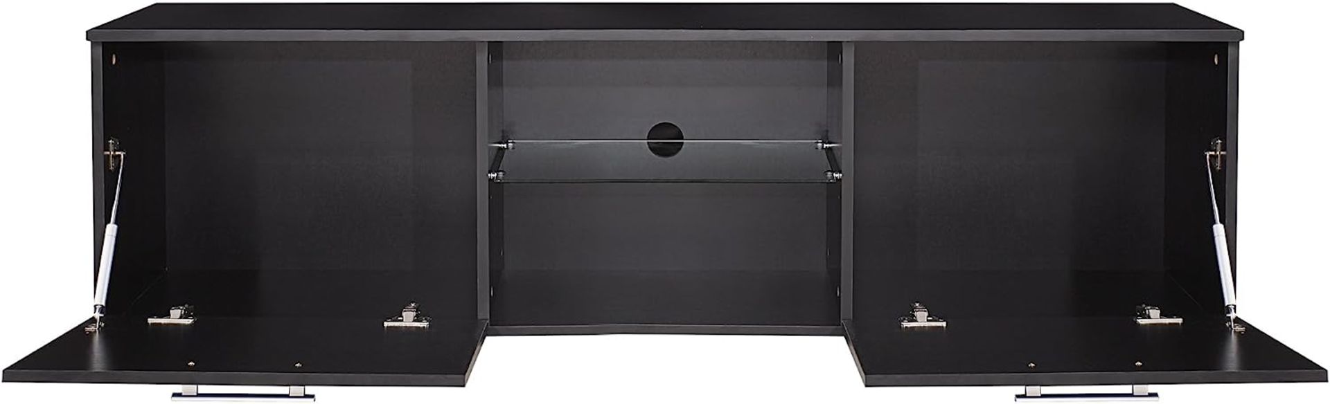 HARMIN MODERN 160CM TV STAND CABINET UNIT WITH HIGH GLOSS DOORS (BLACK ON BLACK) - Image 5 of 9