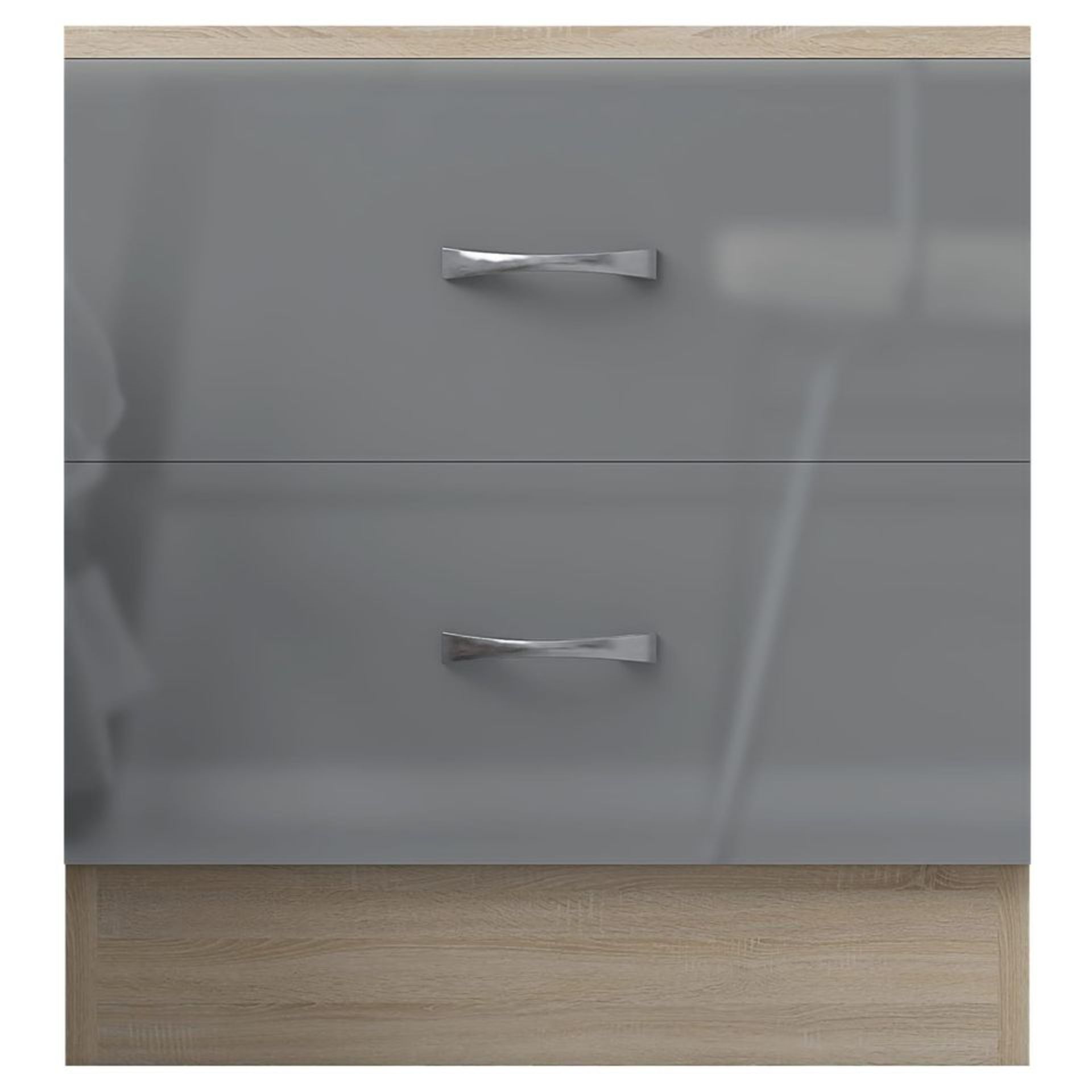 SET OF 1 X CHEST AND 1 X BEDSIDE - BRAND NEW FLATPACKED GREY GLOSS ON SONOMA OAK - Image 7 of 8