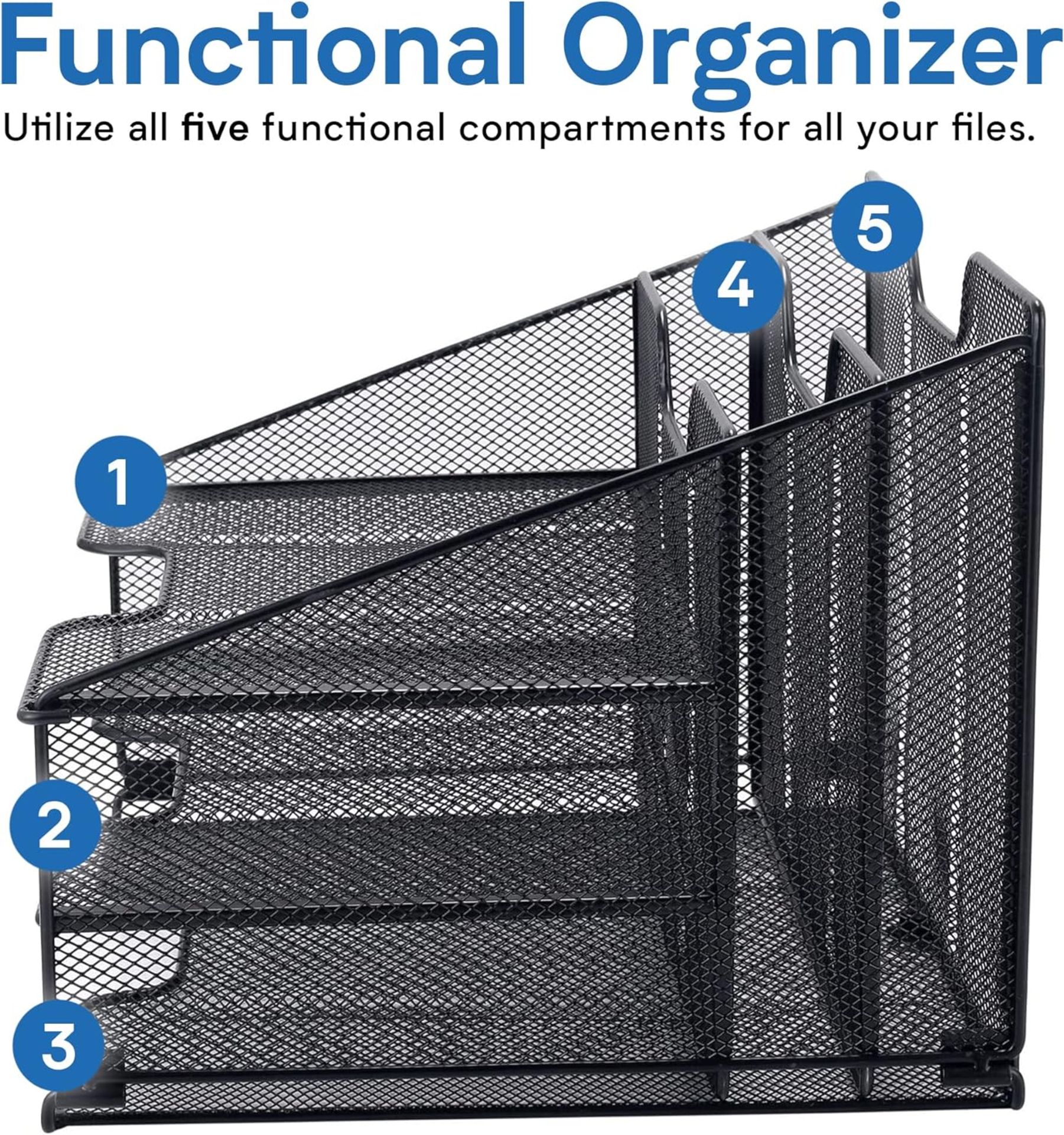 FULL PALLET OF HALTER STEEL MESH 5 COMPARTMENT MESH ORGANIZER BLACK - Image 5 of 5