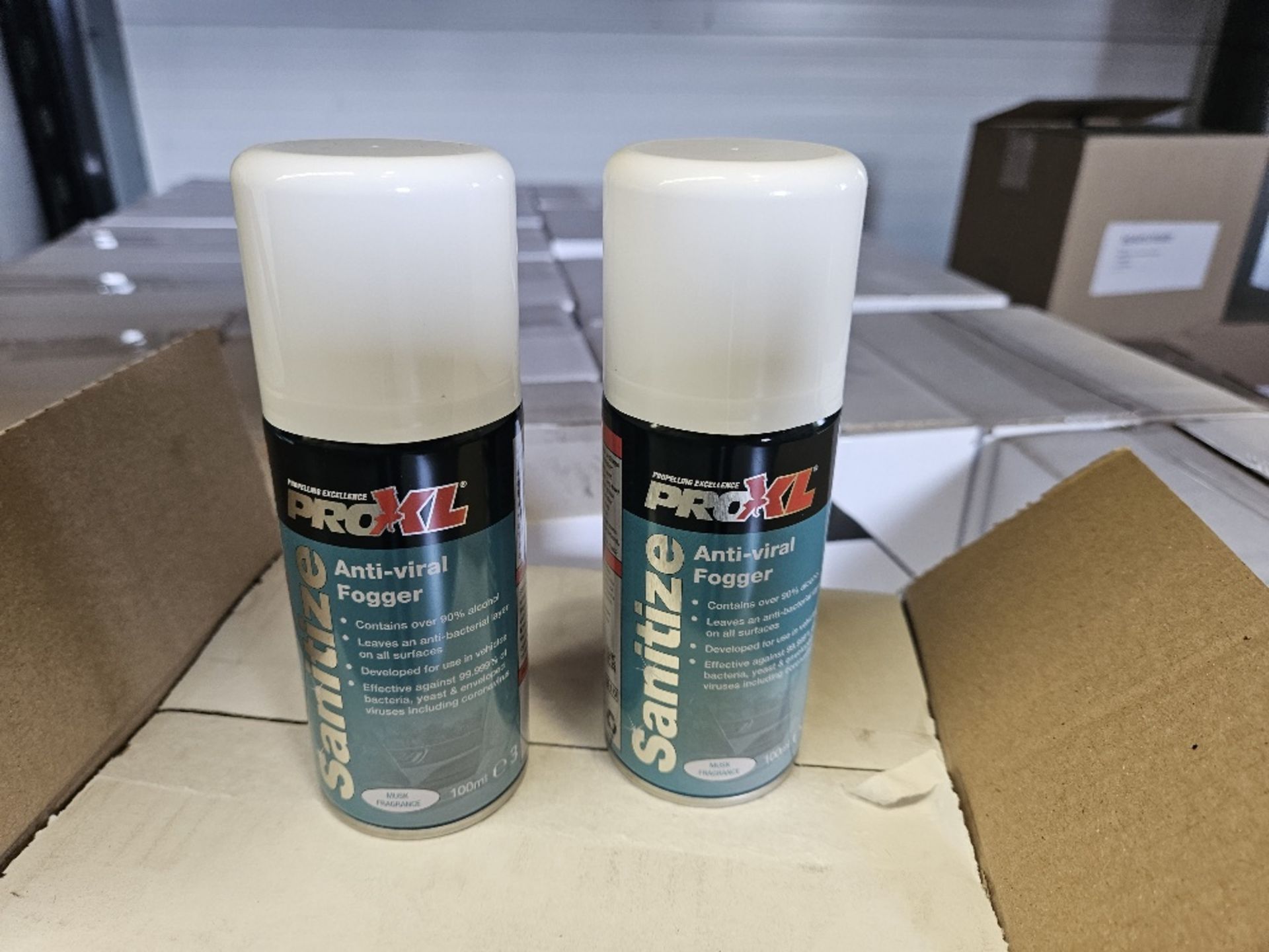 1 X PALLET OF 2000 X PROXL SANITIZE – ANTI-BACTERIAL VEHICLE FOGGER AEROSOL (100ML)