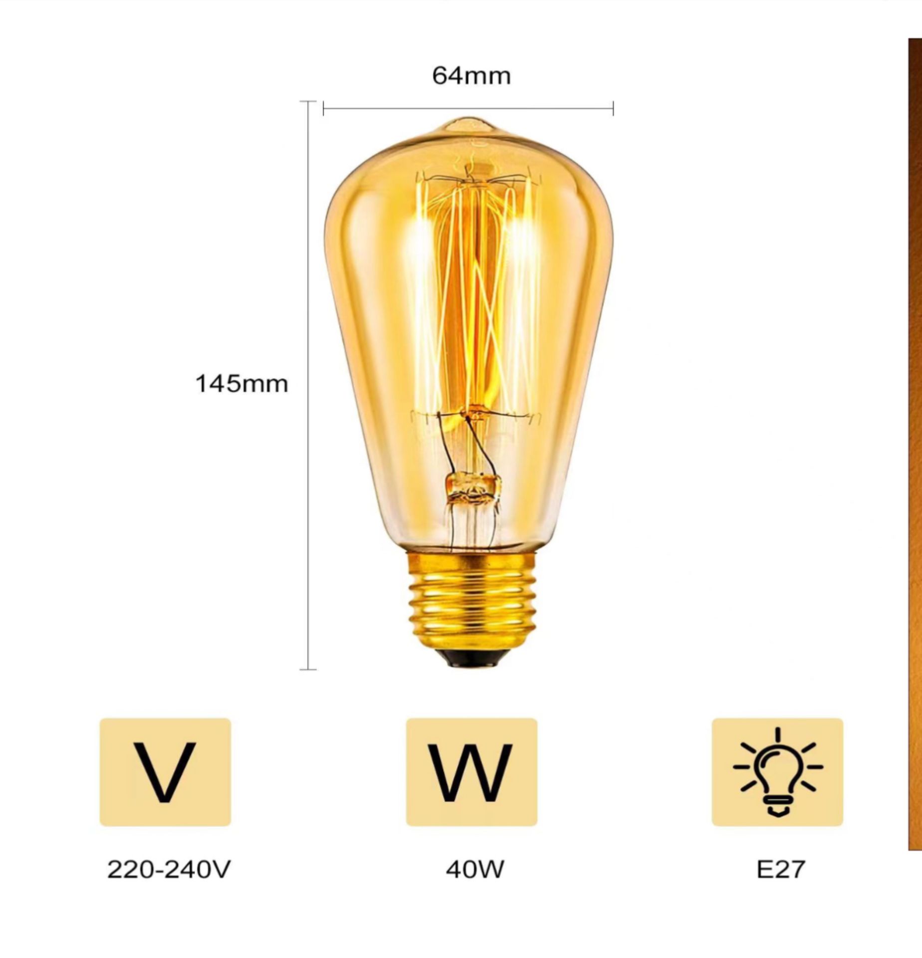 RETRO VINTAGE LED EDISON STYLE BULB 40W E27 6PCS PER BOX 200 BOXES - Image 3 of 9