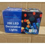 JOBLOT 8 X NO VAT - 200 LIGHT LED DECORATIVE CHRISTMAS LIGHTS - MULTI COLOURED ELECTRIC