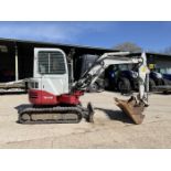 TAKEUCHI TB138FR MINI EXCAVATOR WITH FRONT BLADE, RUBBER TRACKS
