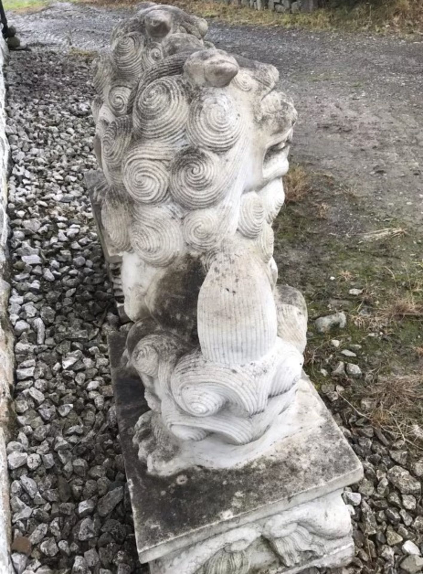 EXQUISITE PAIR OF CHINESE FOO DOGS: MAJESTIC GUARDIANS IN SOLID GRANITE/MARBLE! - Image 2 of 12