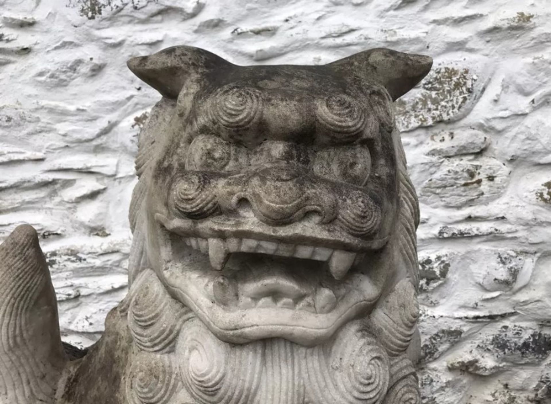 EXQUISITE PAIR OF CHINESE FOO DOGS: MAJESTIC GUARDIANS IN SOLID GRANITE/MARBLE! - Bild 3 aus 12