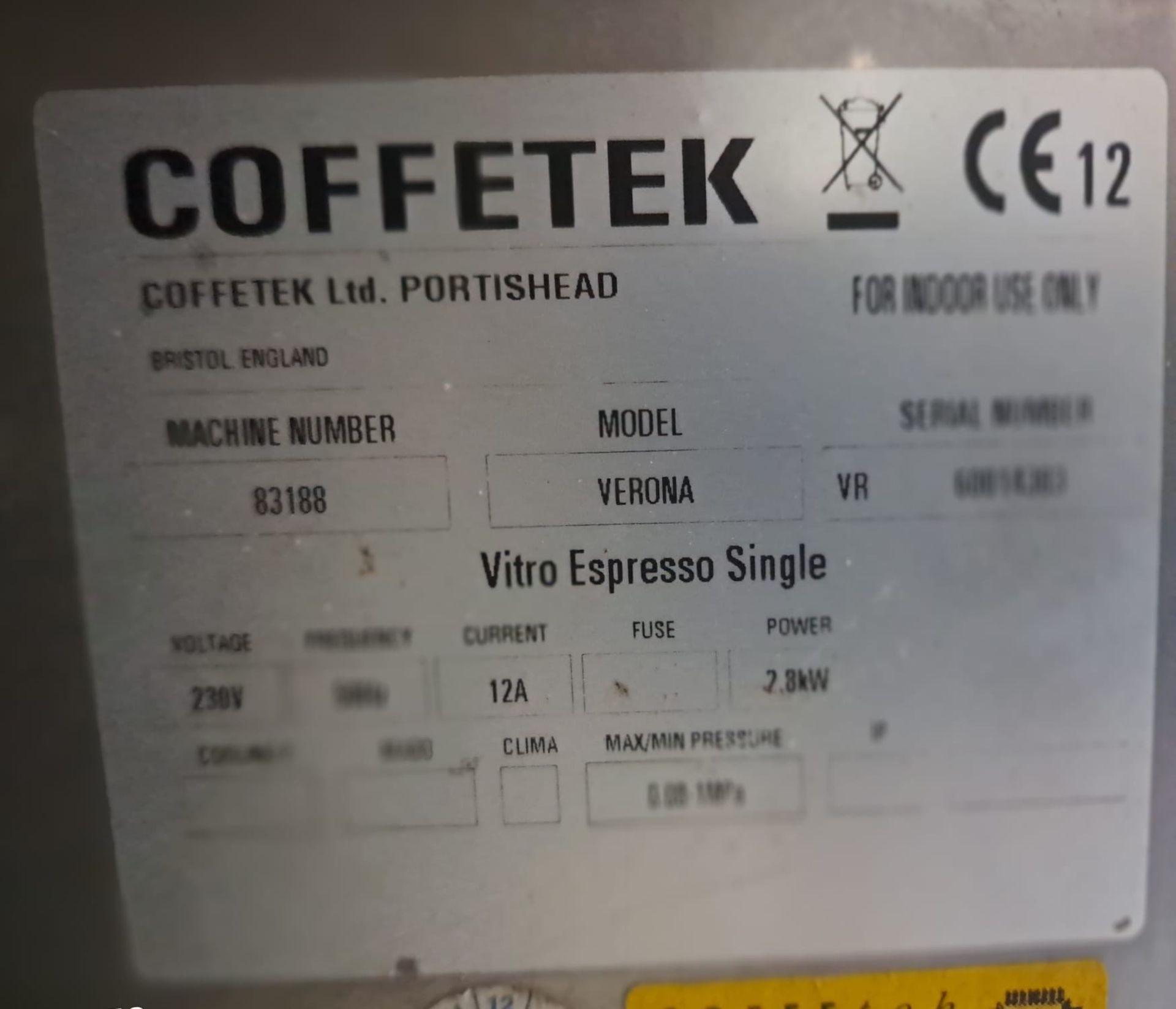 COFFETEK VITRO B2C COFFEE MACHINE TABLE TOP VENDING - Image 3 of 3