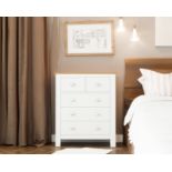 SHAKER-INSPIRED STYLISH 5 DRAWER CHEST (WHITE WITH OAK COLOURED TOP)