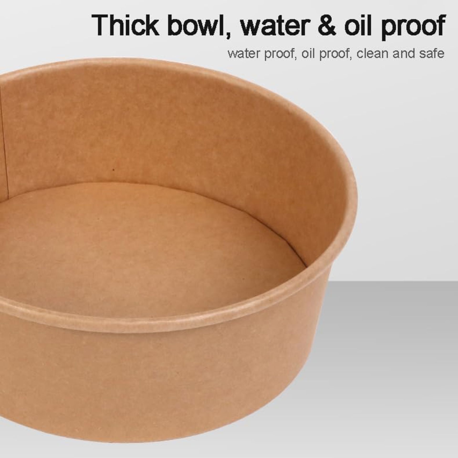 BOX OF 300 KRAFT TAKEAWAY ROUND SALAD BOWLS AND LIDS, SUPER LIGHT WEIGHT, 750 ML - Image 5 of 5