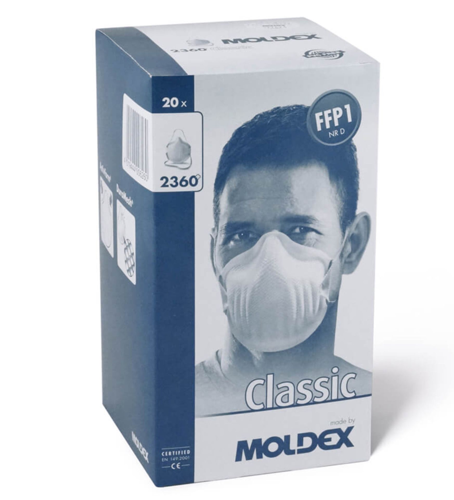 12 BOXES OF MOLDEX 2360 FFP1 CLASSIC DUST MASK NON-VALVED