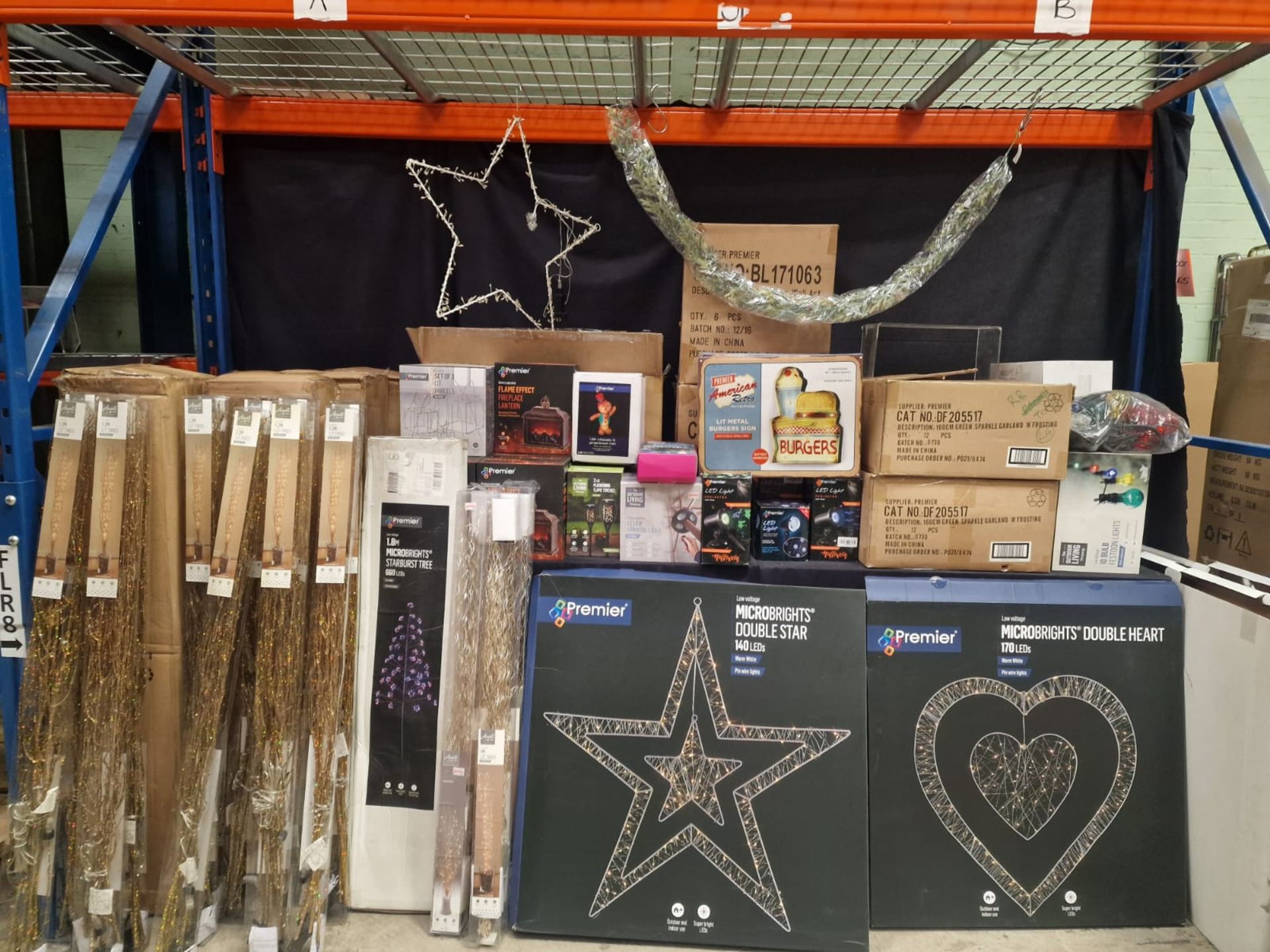1 PALLET ON MIXED CLEARANCE PRODUCTS ON LIGHTS, DECORATIONS, TWIG LIGHTS , LANTERNS & MORE!