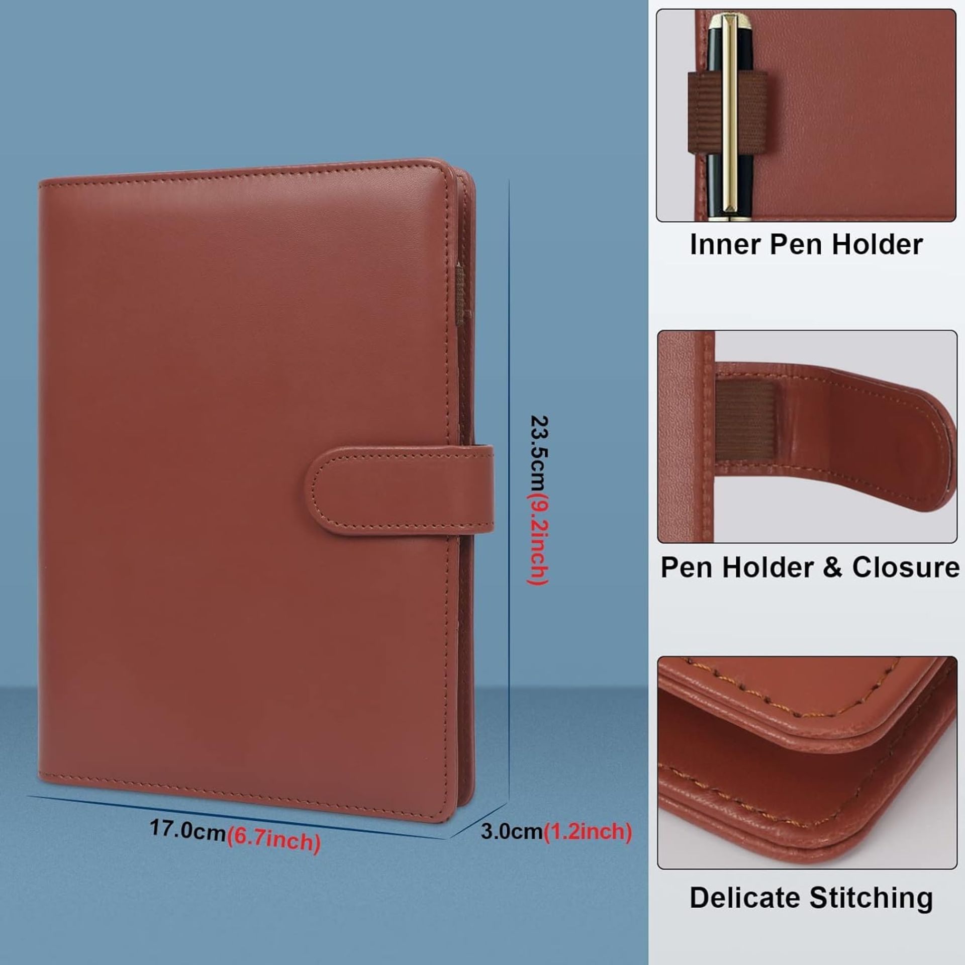 70 X LEATHER A5 RING BINDER NOTEBOOK WITH A5 REFILL PAPERS MIXED COLOR - Image 3 of 9
