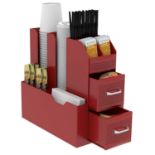 FULL PALLET OF RED HALTER COFFEE ACCESSORIES CADDY ORGANIZER - 9 COMPARTMENTS AND 2 DRAWERS