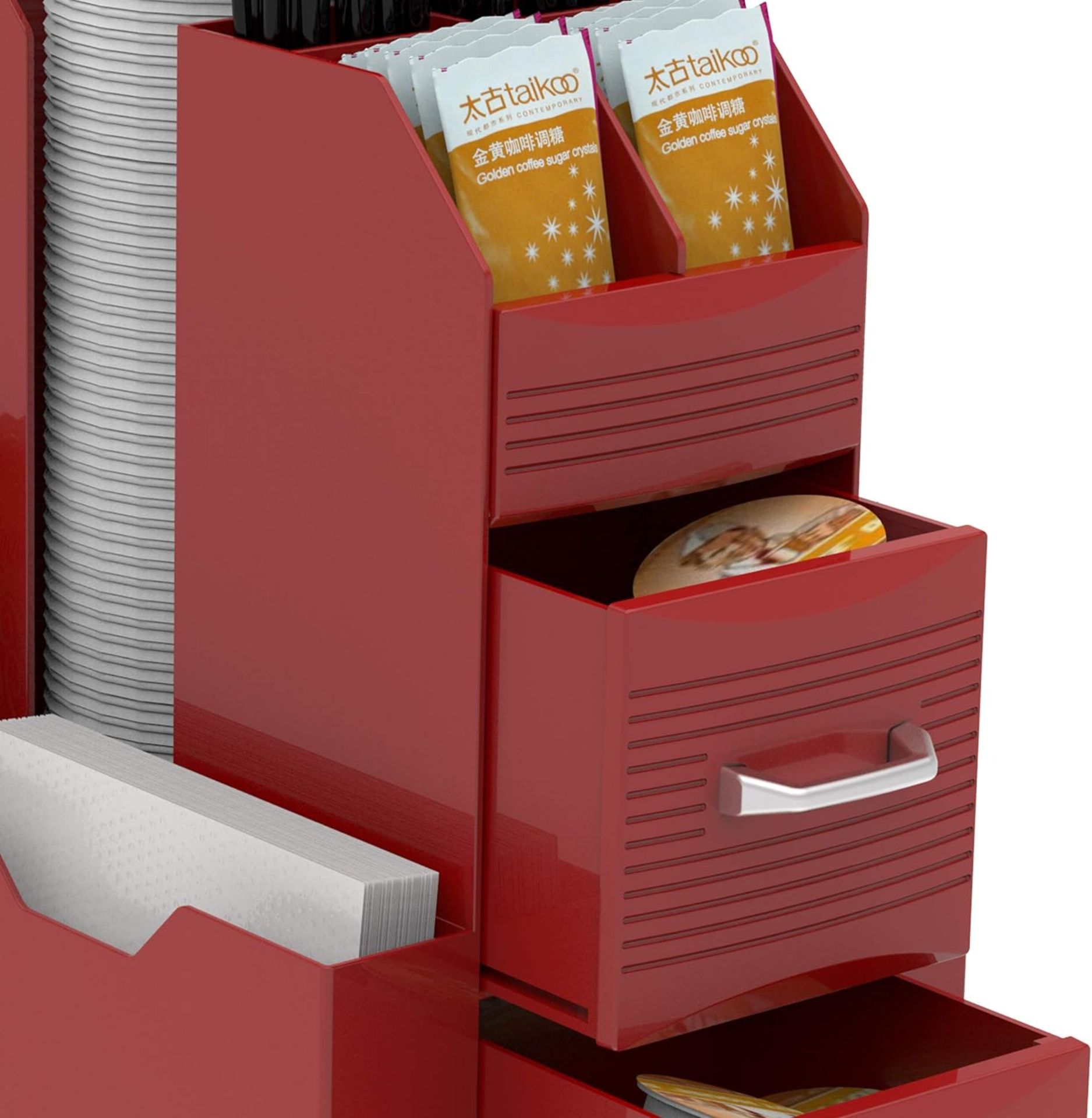 FULL PALLET OF RED HALTER COFFEE ACCESSORIES CADDY ORGANIZER - 9 COMPARTMENTS AND 2 DRAWERS - Image 4 of 6