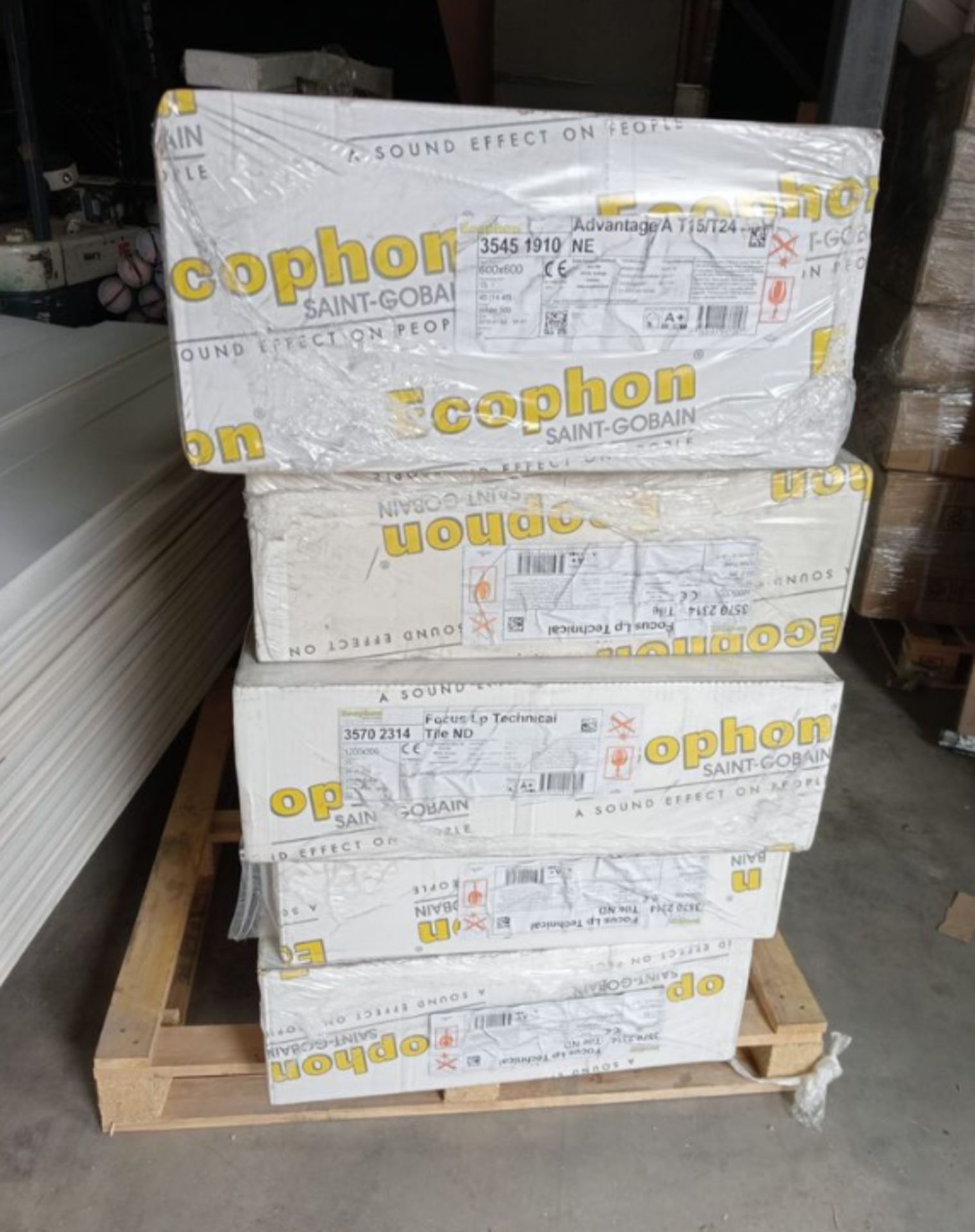 JOBLOT OF 5 BOXES ECOPHON ACOUSTIC CEILING TILES GRADE B - FOCUS LP TECHNICAL TILE