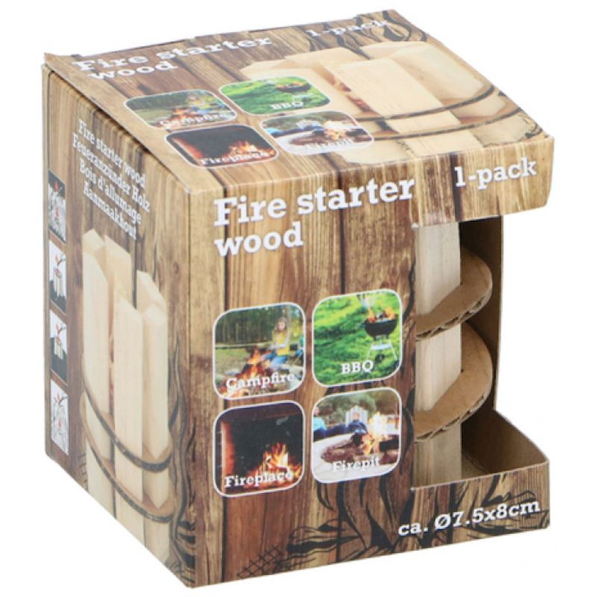 500 X NEW FIRE WOOD STARTER D7,5X8CM WD