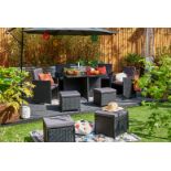 FREE DELIVERY - 8-SEATER RATTAN CUBE GARDEN FURNITURE DINING SET - BLACK